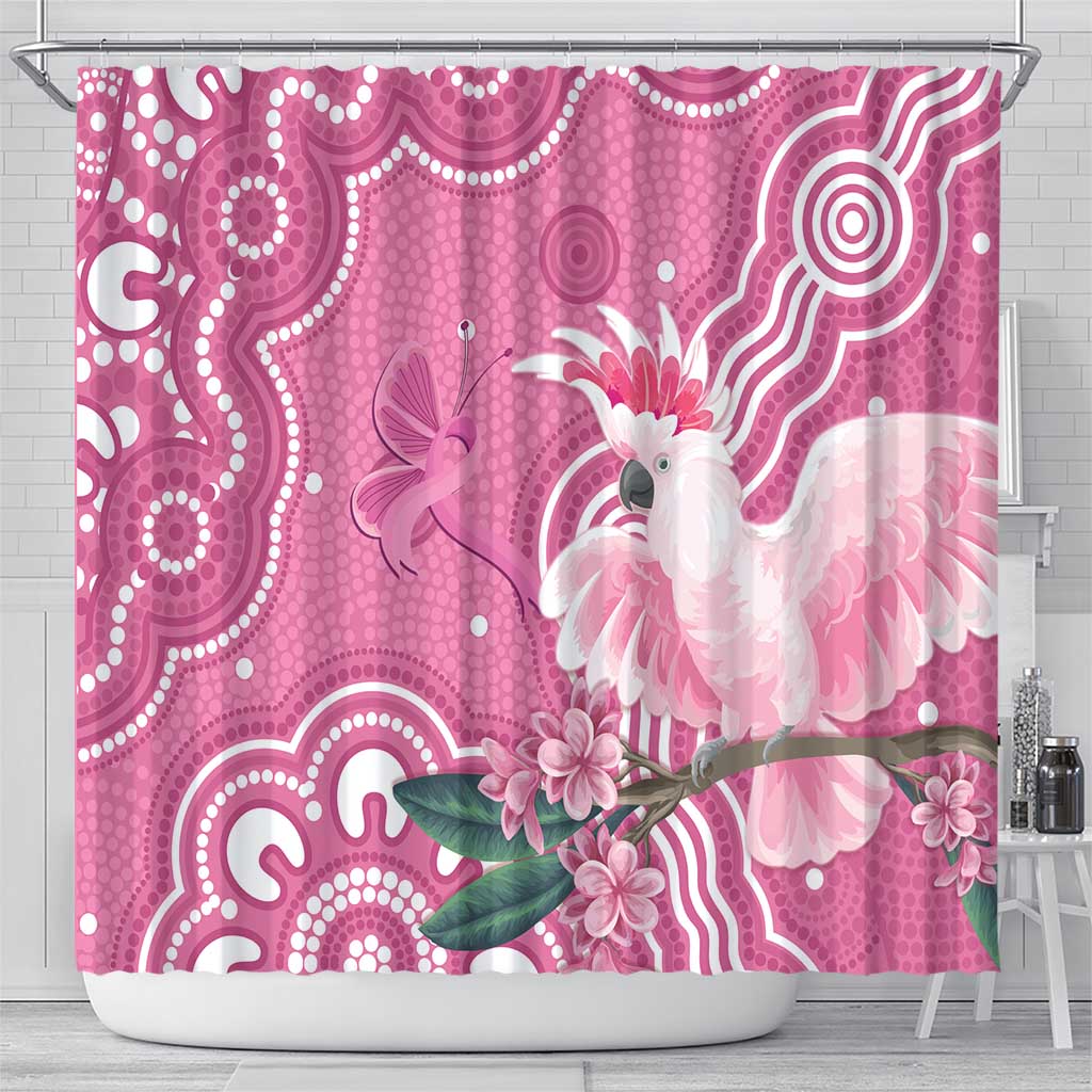 Australia Breast Cancer Awareness Shower Curtain Pink Cockatoo Ribbon Aboriginal Art - Aussie Hoodie