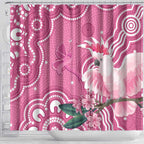 Australia Breast Cancer Awareness Shower Curtain Pink Cockatoo Ribbon Aboriginal Art - Aussie Hoodie