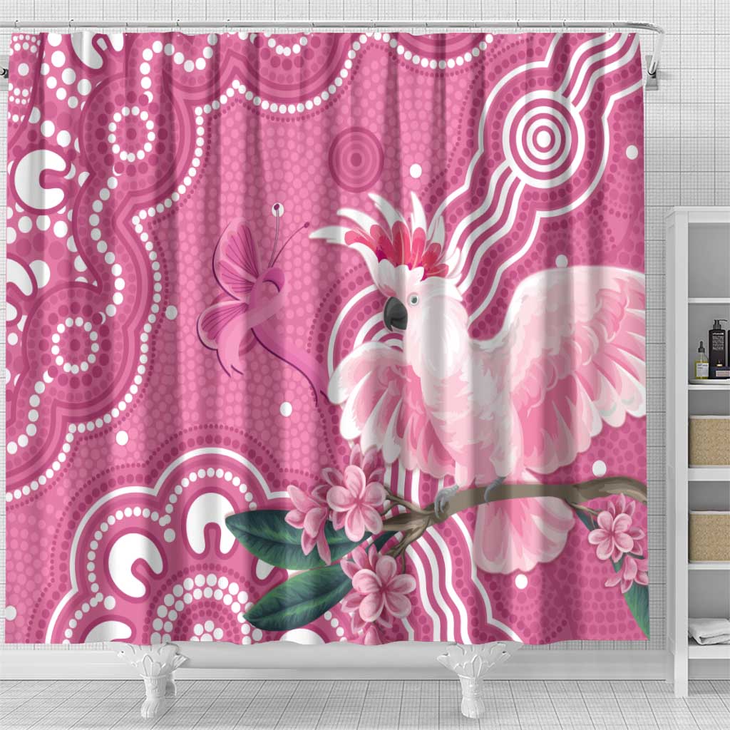 Australia Breast Cancer Awareness Shower Curtain Pink Cockatoo Ribbon Aboriginal Art - Aussie Hoodie