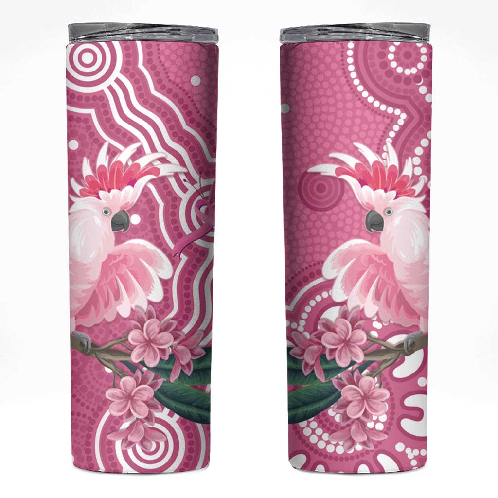 Australia Breast Cancer Awareness Skinny Tumbler Pink Cockatoo Ribbon Aboriginal Art - Aussie Hoodie