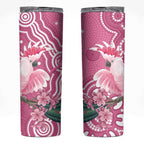 Australia Breast Cancer Awareness Skinny Tumbler Pink Cockatoo Ribbon Aboriginal Art - Aussie Hoodie