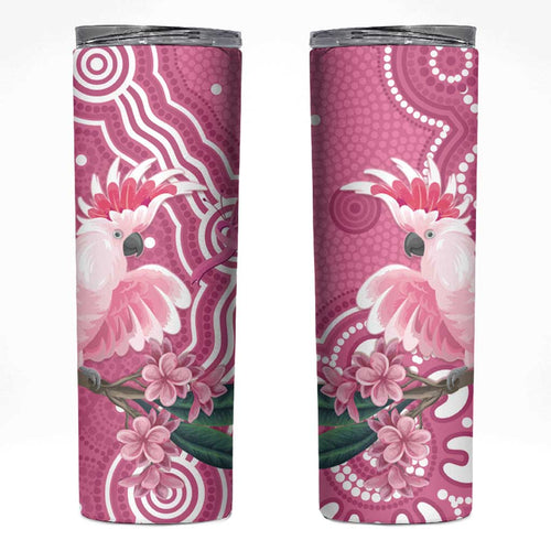 Australia Breast Cancer Awareness Skinny Tumbler Pink Cockatoo Ribbon Aboriginal Art - Aussie Hoodie
