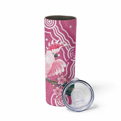 Australia Breast Cancer Awareness Skinny Tumbler Pink Cockatoo Ribbon Aboriginal Art - Aussie Hoodie
