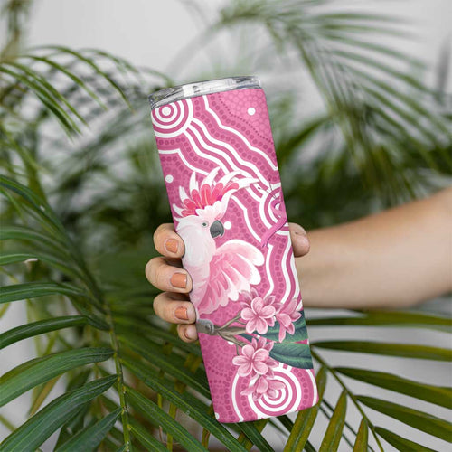 Australia Breast Cancer Awareness Skinny Tumbler Pink Cockatoo Ribbon Aboriginal Art - Aussie Hoodie