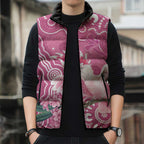 Australia Breast Cancer Awareness Sleeveless Puffer Jacket Pink Cockatoo Ribbon Aboriginal Art - Aussie Hoodie