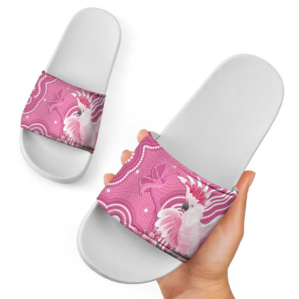 Australia Breast Cancer Awareness Slide Sandals Pink Cockatoo Ribbon Aboriginal Art - Aussie Hoodie