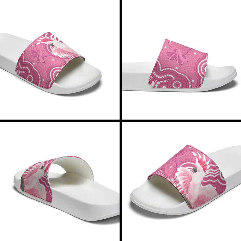 Australia Breast Cancer Awareness Slide Sandals Pink Cockatoo Ribbon Aboriginal Art - Aussie Hoodie
