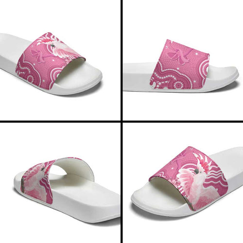 Australia Breast Cancer Awareness Slide Sandals Pink Cockatoo Ribbon Aboriginal Art - Aussie Hoodie