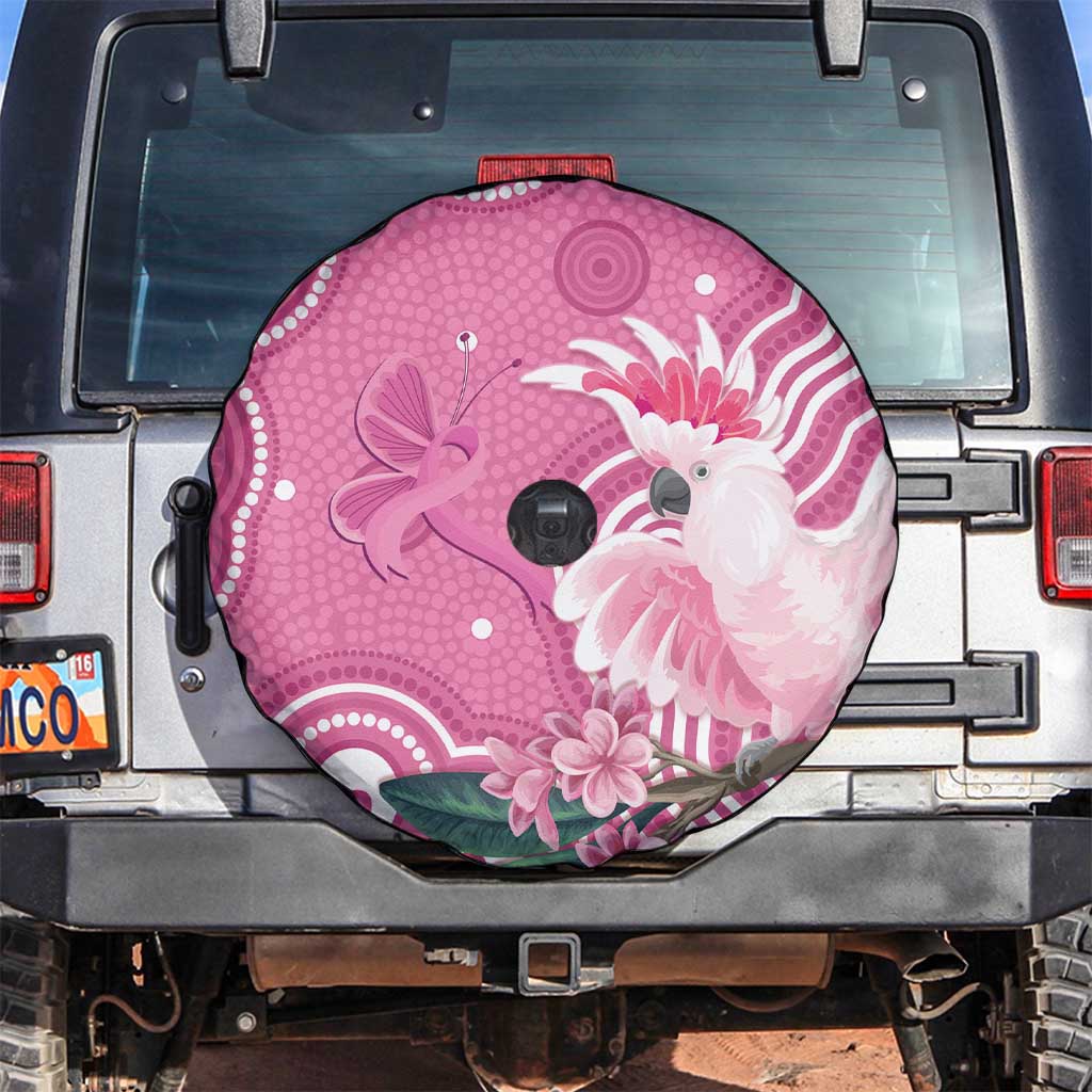 Australia Breast Cancer Awareness Spare Tire Cover Pink Cockatoo Ribbon Aboriginal Art - Aussie Hoodie