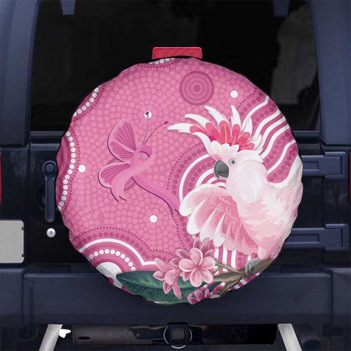 Australia Breast Cancer Awareness Spare Tire Cover Pink Cockatoo Ribbon Aboriginal Art - Aussie Hoodie