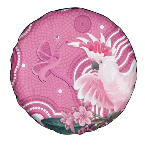 Australia Breast Cancer Awareness Spare Tire Cover Pink Cockatoo Ribbon Aboriginal Art - Aussie Hoodie