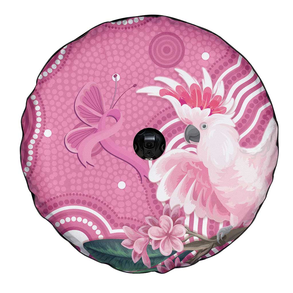 Australia Breast Cancer Awareness Spare Tire Cover Pink Cockatoo Ribbon Aboriginal Art - Aussie Hoodie