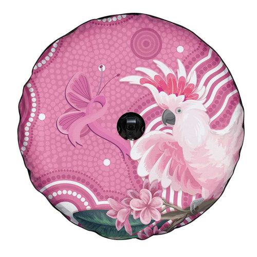 Australia Breast Cancer Awareness Spare Tire Cover Pink Cockatoo Ribbon Aboriginal Art - Aussie Hoodie