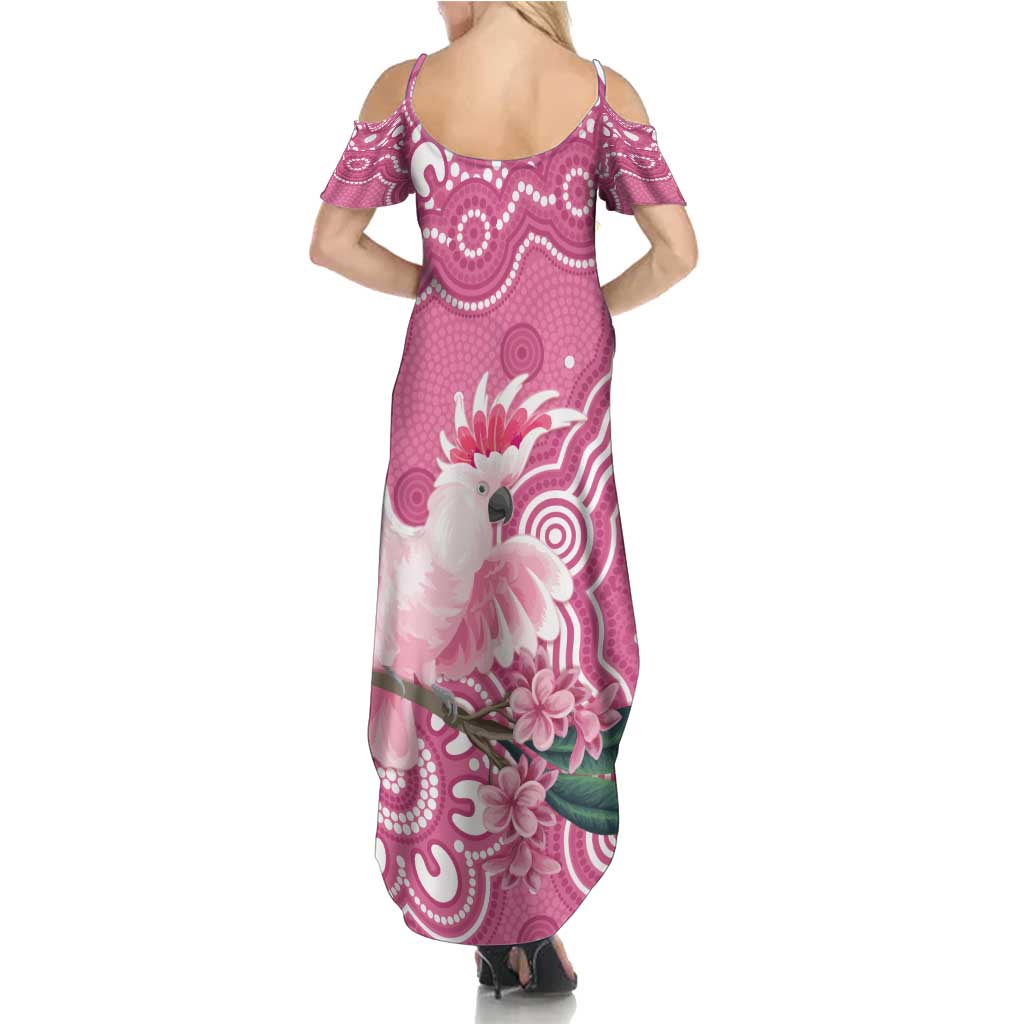 Australia Breast Cancer Awareness Summer Maxi Dress Pink Cockatoo Ribbon Aboriginal Art - Aussie Hoodie