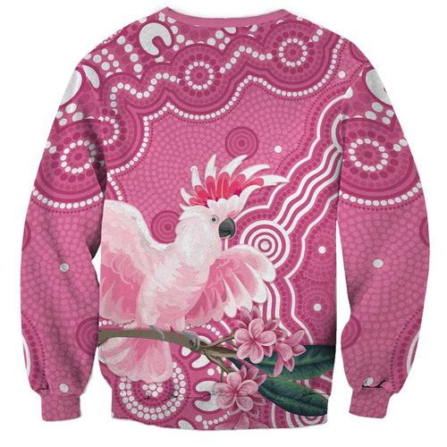 Australia Breast Cancer Awareness Sweatshirt Pink Cockatoo Ribbon Aboriginal Art - Aussie Hoodie