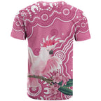 Australia Breast Cancer Awareness T Shirt Pink Cockatoo Ribbon Aboriginal Art - Aussie Hoodie