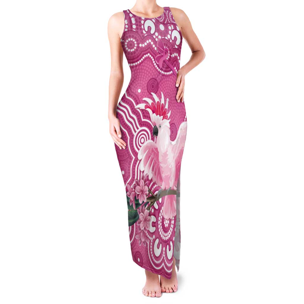 Australia Breast Cancer Awareness Tank Maxi Dress Pink Cockatoo Ribbon Aboriginal Art - Aussie Hoodie