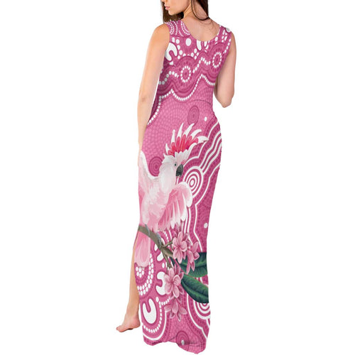 Australia Breast Cancer Awareness Tank Maxi Dress Pink Cockatoo Ribbon Aboriginal Art - Aussie Hoodie