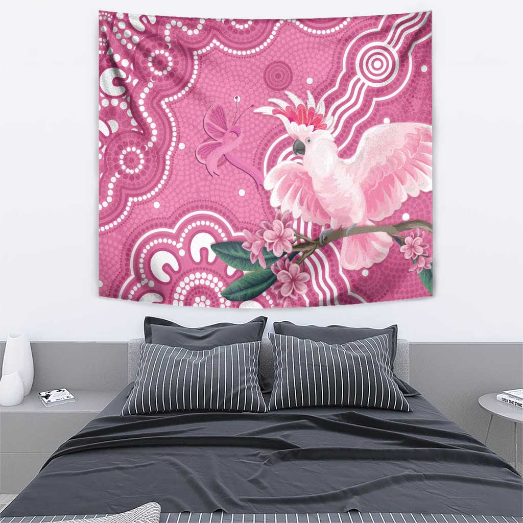 Australia Breast Cancer Awareness Tapestry Pink Cockatoo Ribbon Aboriginal Art - Aussie Hoodie