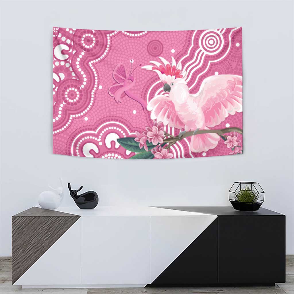 Australia Breast Cancer Awareness Tapestry Pink Cockatoo Ribbon Aboriginal Art - Aussie Hoodie