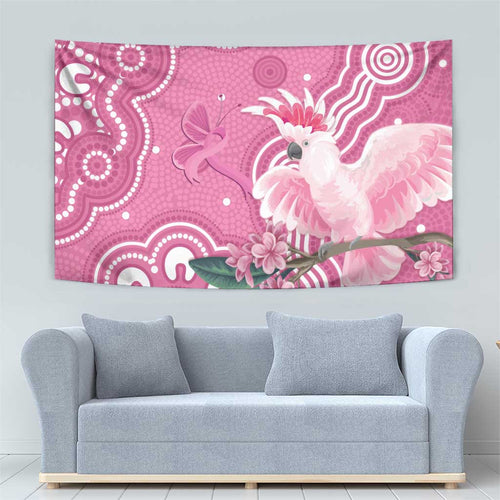 Australia Breast Cancer Awareness Tapestry Pink Cockatoo Ribbon Aboriginal Art - Aussie Hoodie