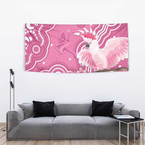 Australia Breast Cancer Awareness Tapestry Pink Cockatoo Ribbon Aboriginal Art - Aussie Hoodie