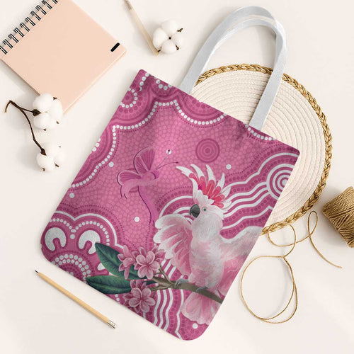 Australia Breast Cancer Awareness Tote Bag Pink Cockatoo Ribbon Aboriginal Art - Aussie Hoodie