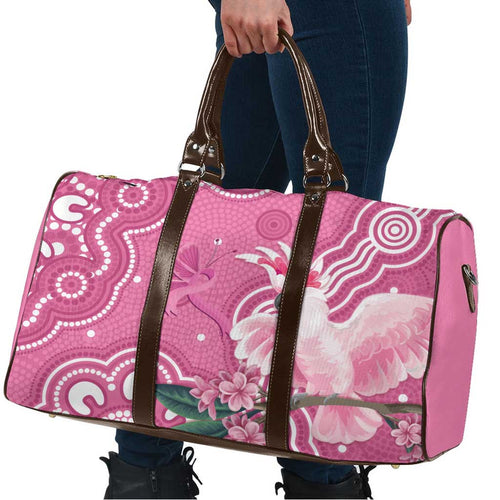 Australia Breast Cancer Awareness Travel Bag Pink Cockatoo Ribbon Aboriginal Art - Aussie Hoodie