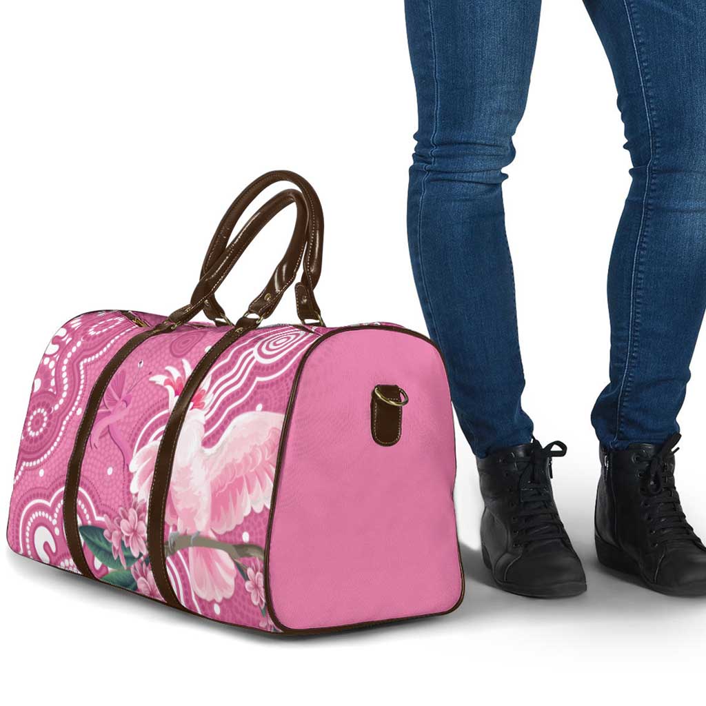 Australia Breast Cancer Awareness Travel Bag Pink Cockatoo Ribbon Aboriginal Art - Aussie Hoodie