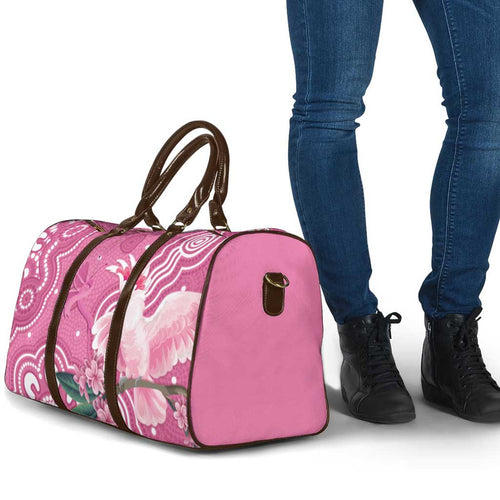 Australia Breast Cancer Awareness Travel Bag Pink Cockatoo Ribbon Aboriginal Art - Aussie Hoodie