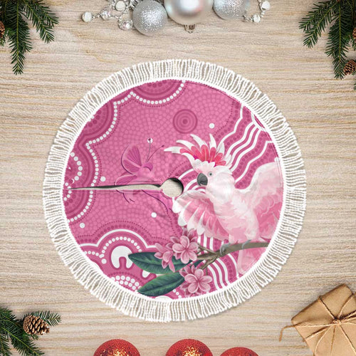 Australia Breast Cancer Awareness Tree Skirt Pink Cockatoo Ribbon Aboriginal Art - Aussie Hoodie