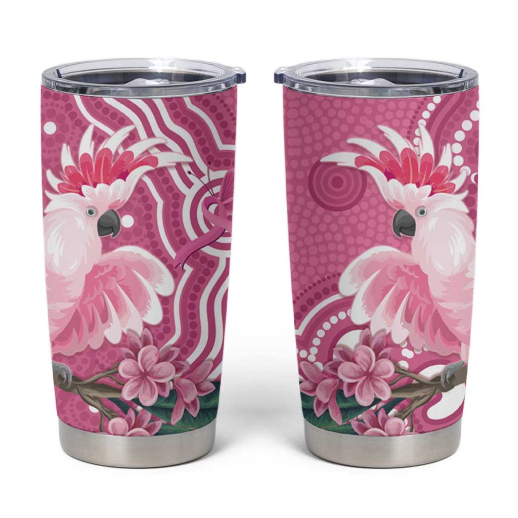 Australia Breast Cancer Awareness Tumbler Cup Pink Cockatoo Ribbon Aboriginal Art - Aussie Hoodie