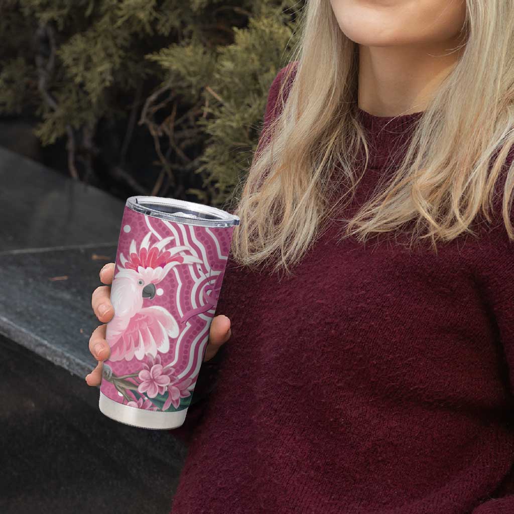 Australia Breast Cancer Awareness Tumbler Cup Pink Cockatoo Ribbon Aboriginal Art - Aussie Hoodie