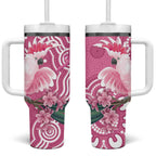 Australia Breast Cancer Awareness Tumbler With Handle Pink Cockatoo Ribbon Aboriginal Art - Aussie Hoodie