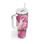 Australia Breast Cancer Awareness Tumbler With Handle Pink Cockatoo Ribbon Aboriginal Art - Aussie Hoodie