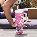 Australia Breast Cancer Awareness Tumbler With Handle Pink Cockatoo Ribbon Aboriginal Art - Aussie Hoodie