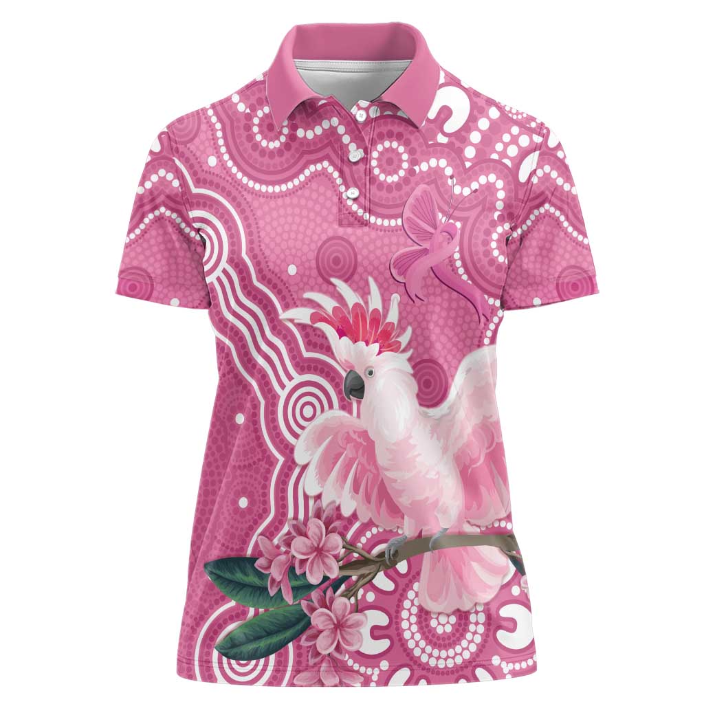 Australia Breast Cancer Awareness Women Polo Shirt Pink Cockatoo Ribbon Aboriginal Art - Aussie Hoodie