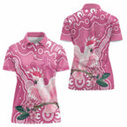 Australia Breast Cancer Awareness Women Polo Shirt Pink Cockatoo Ribbon Aboriginal Art - Aussie Hoodie