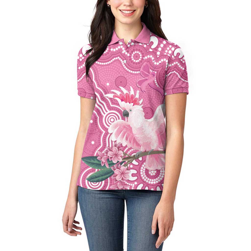 Australia Breast Cancer Awareness Women Polo Shirt Pink Cockatoo Ribbon Aboriginal Art - Aussie Hoodie