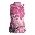 Australia Breast Cancer Awareness Women Sleeveless Polo Shirt Pink Cockatoo Ribbon Aboriginal Art - Aussie Hoodie