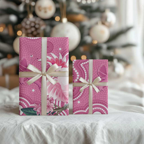 Australia Breast Cancer Awareness Wrapping Paper Pink Cockatoo Ribbon Aboriginal Art - Aussie Hoodie