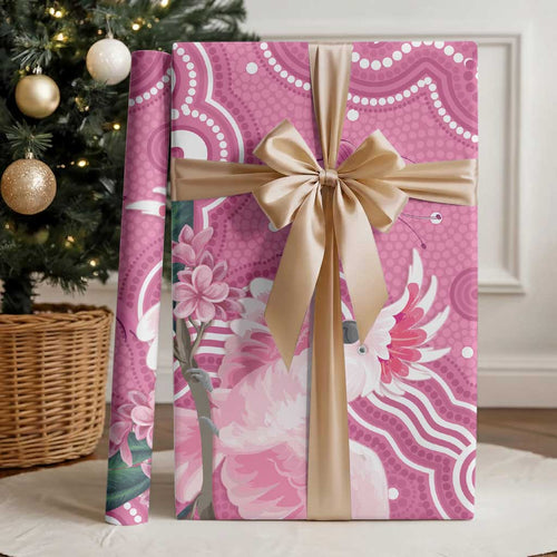 Australia Breast Cancer Awareness Wrapping Paper Pink Cockatoo Ribbon Aboriginal Art - Aussie Hoodie