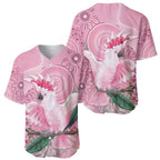 Pink Cockatoo Australia Baseball Jersey Aussie Cacatua Leadbeateri - Aboriginal Art