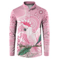Pink Cockatoo Australia Button Sweatshirt Aussie Cacatua Leadbeateri - Aboriginal Art