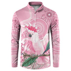 Pink Cockatoo Australia Button Sweatshirt Aussie Cacatua Leadbeateri - Aboriginal Art
