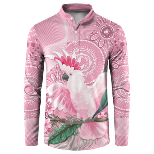 Pink Cockatoo Australia Button Sweatshirt Aussie Cacatua Leadbeateri - Aboriginal Art