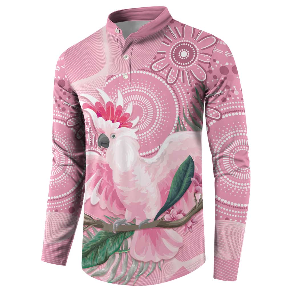Pink Cockatoo Australia Button Sweatshirt Aussie Cacatua Leadbeateri - Aboriginal Art
