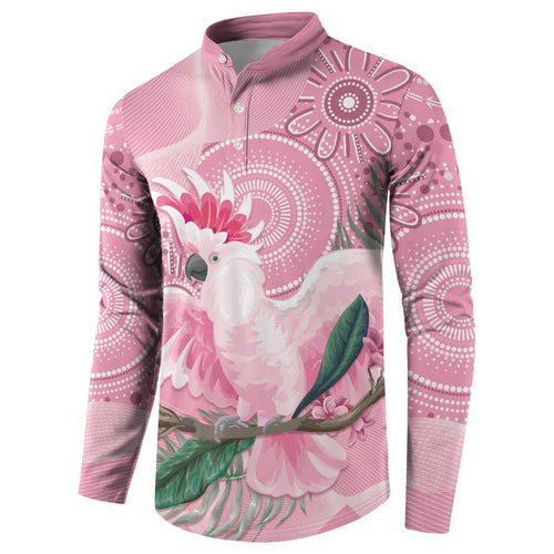 Pink Cockatoo Australia Button Sweatshirt Aussie Cacatua Leadbeateri - Aboriginal Art