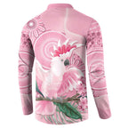 Pink Cockatoo Australia Button Sweatshirt Aussie Cacatua Leadbeateri - Aboriginal Art