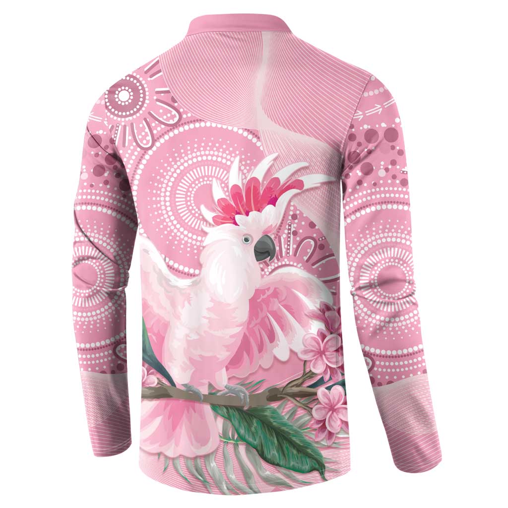 Pink Cockatoo Australia Button Sweatshirt Aussie Cacatua Leadbeateri - Aboriginal Art